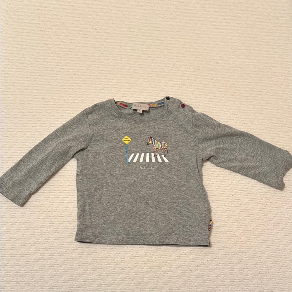 Paul Smith Gray Long Sleeve Tee with Graphic Design